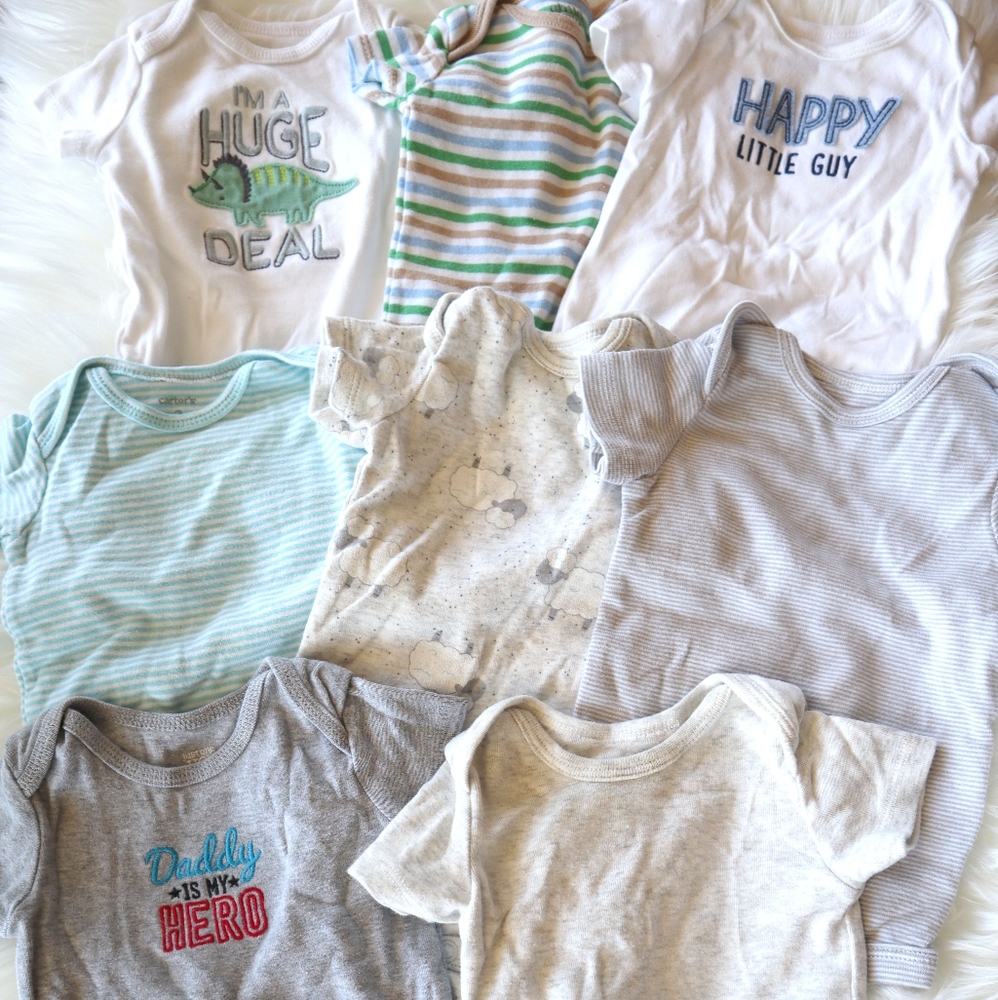 Baby Boy 0-3 Month Onesie 8 piece Bundle